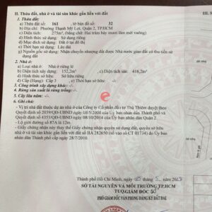 Sổ đỏ của căn biệt thự số 9 đường 87A, phường Thạnh Mỹ Lợi, Quận 2.