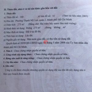Sổ đỏ của căn biệt thự số 9 đường 87A, phường Thạnh Mỹ Lợi, Quận 2.