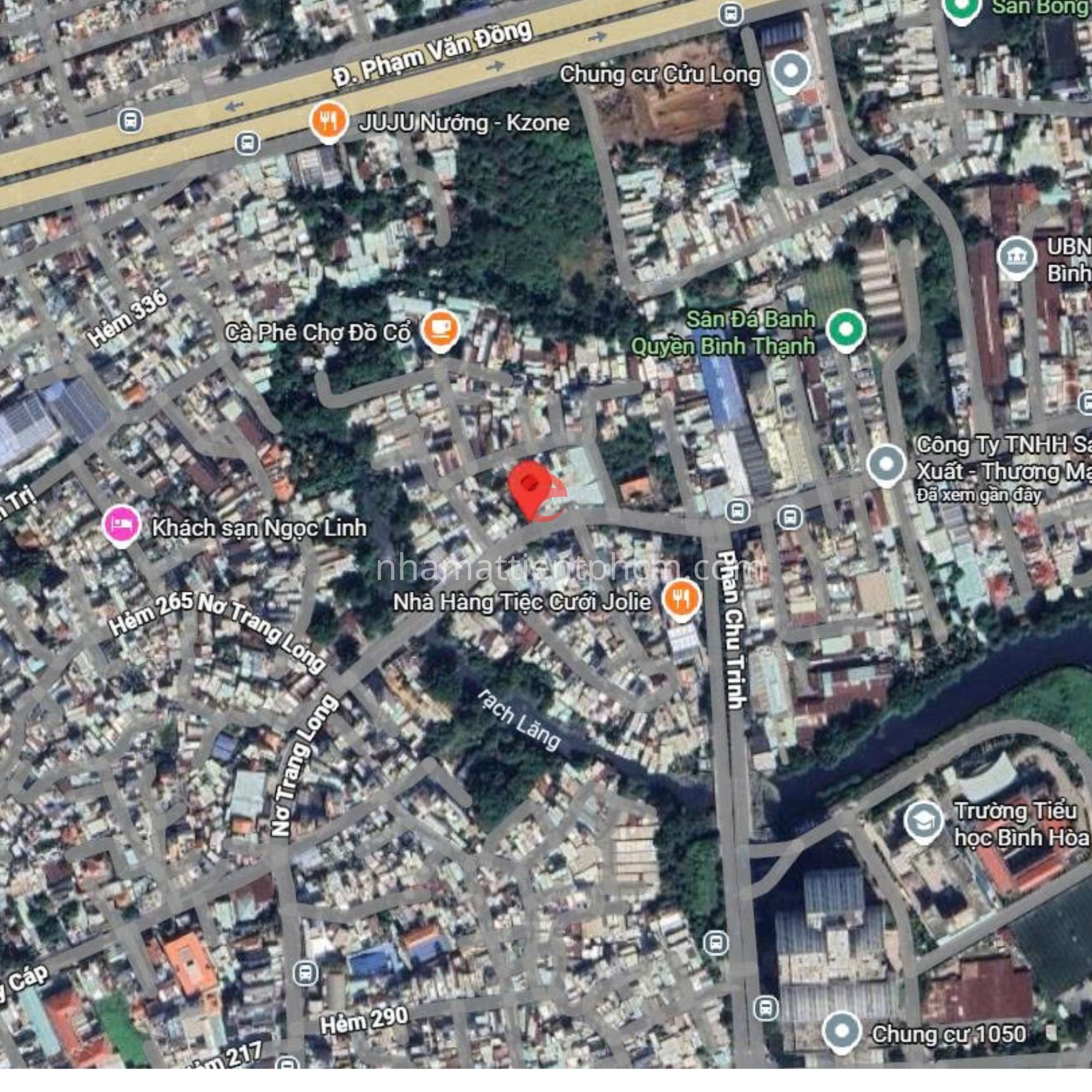 Vị trí thửa đất trống mặt tiền 297 Nơ Trang Long, Phường 13, Quận Bình Thạnh
