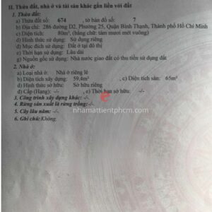 Sổ đỏ căn nhà 286 Nguyễn Gia Trí, Phường 25, Quận Bình Thạnh