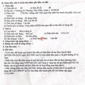 Sổ đỏ lô đất 4 đường số 65, Phường Thảo Điền, Quận 2 hiện đang khai thác làm sân pickleball.