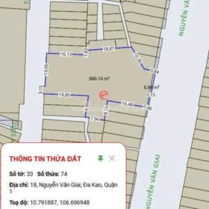 Thông tin thửa đất và mặt bằng của thửa đất 18 Nguyễn Văn Giai, Đa Kao, Quận 1