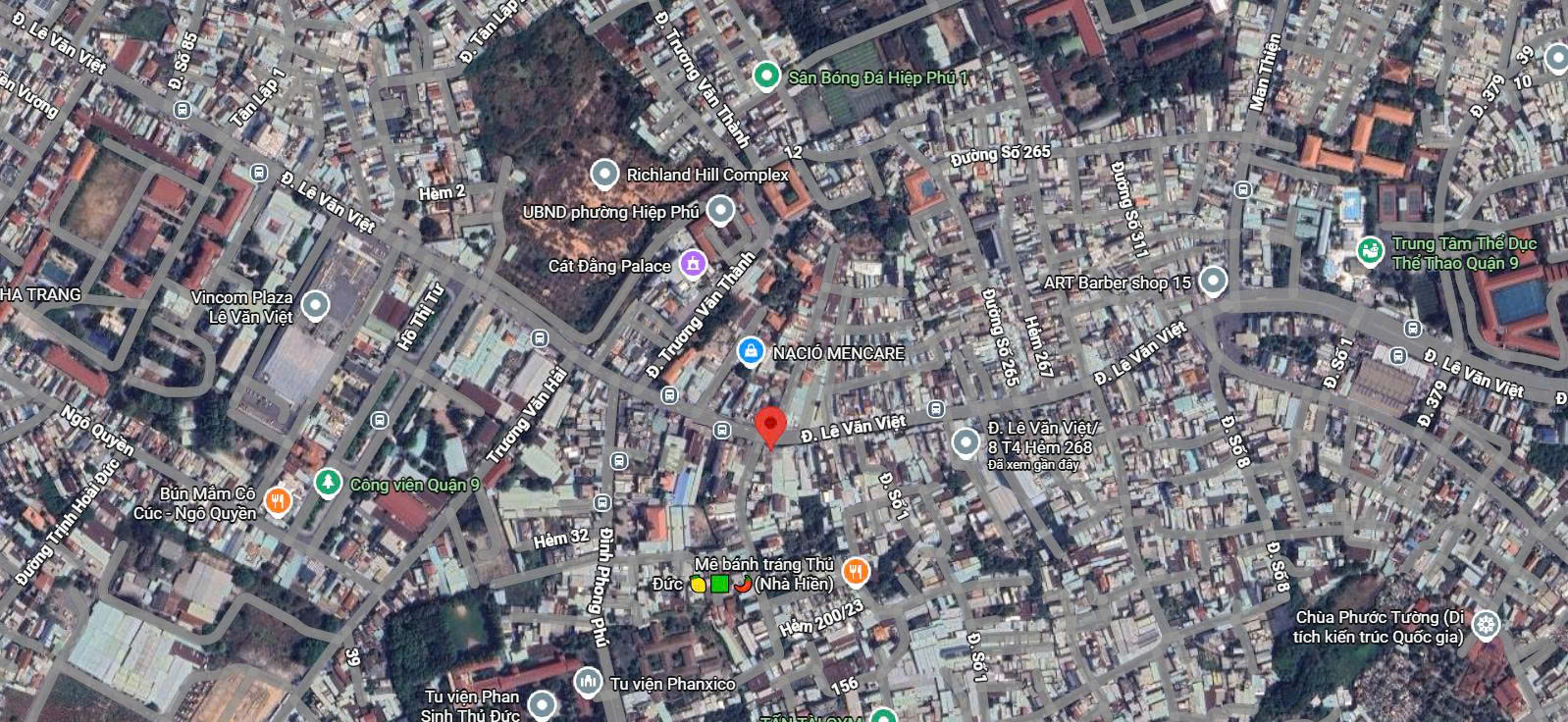 Vị trí căn nhà mặt tiền ở Lê Văn Việt, Quận 9, và tiện ích xung quanh